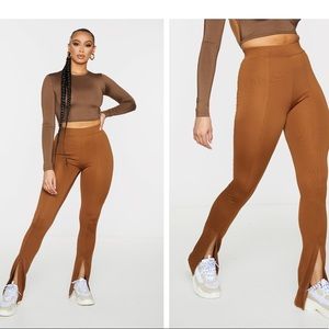 Chocolate scuba split hem pants sz 10